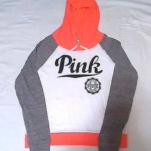PINK VS LIGHTWEIGHT HOODIE,LARGE, WHITE/PINK/GREY/BLACK..